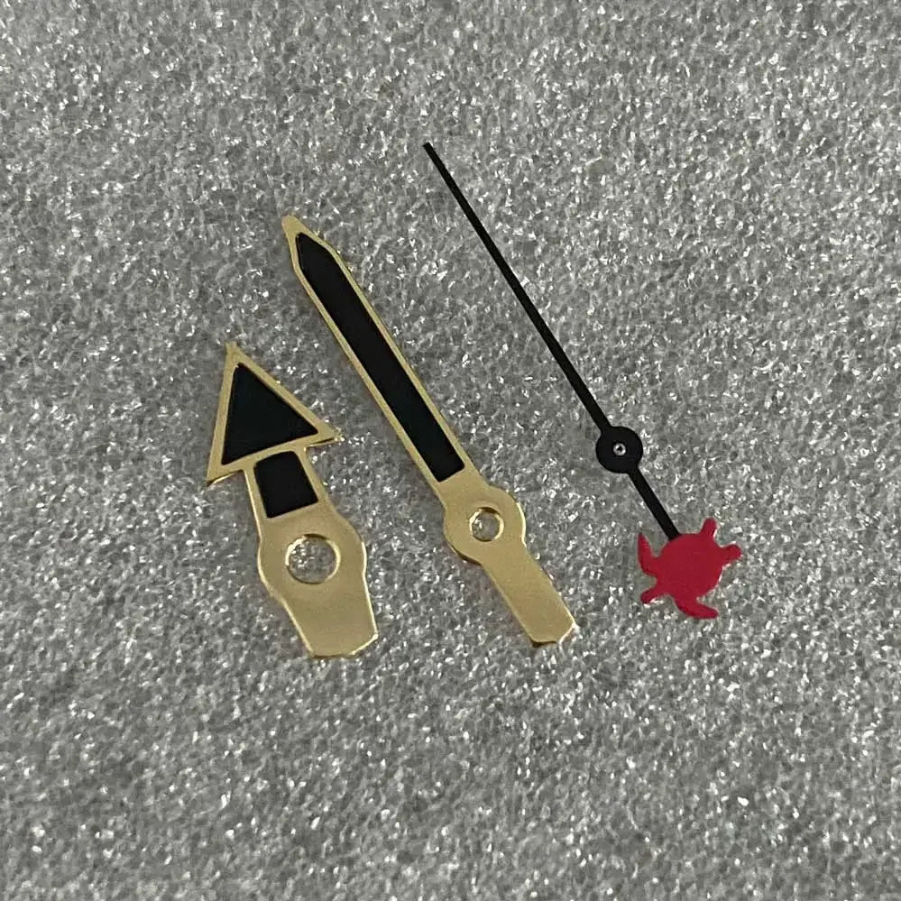 Gold Edge Mermaid/Turtle Black Watch Hands with Second Hands for NH35/NH36/4R/7S