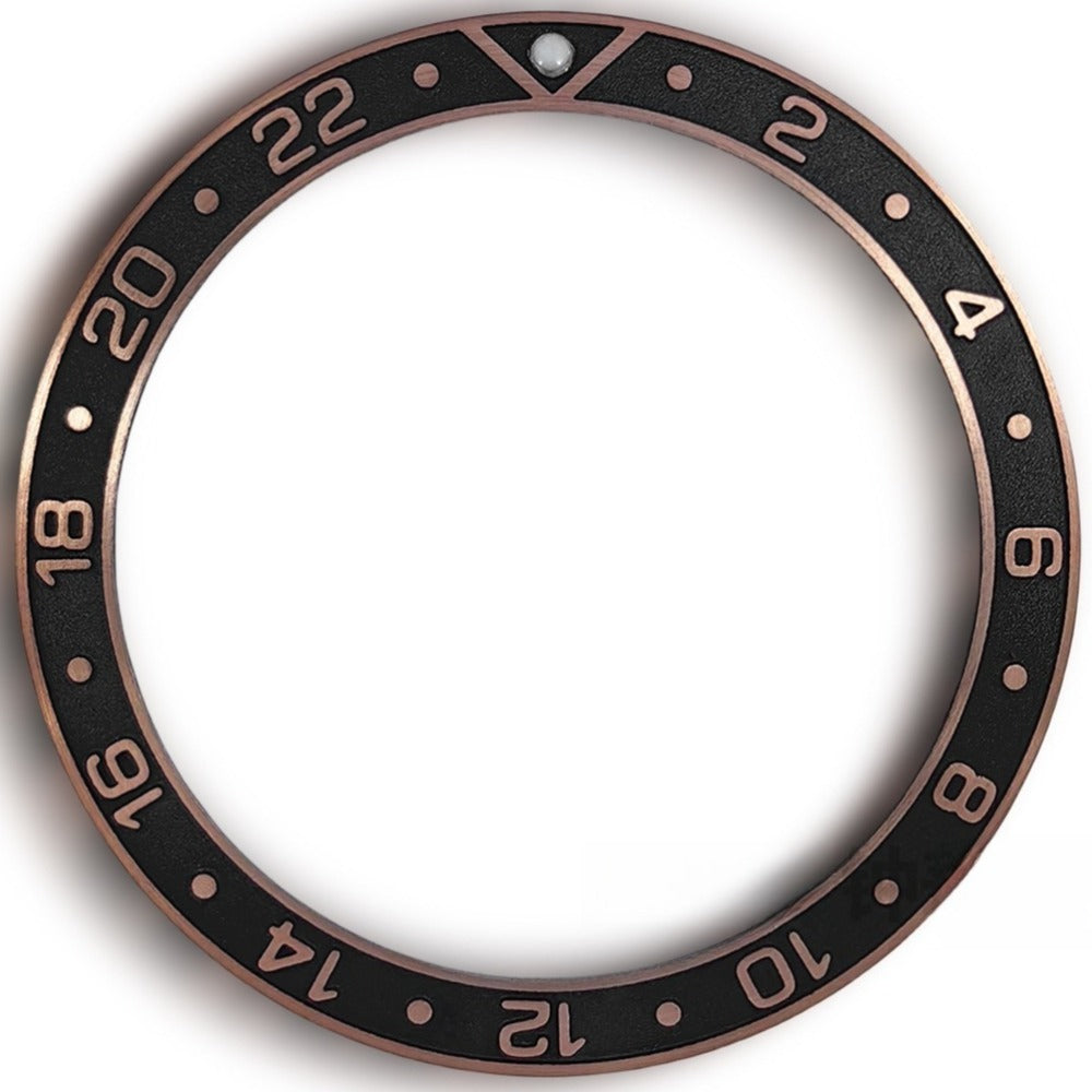 38X30.7Mm Black Aluminum Watch Bezel Rose Golden Raised Font Watch Part