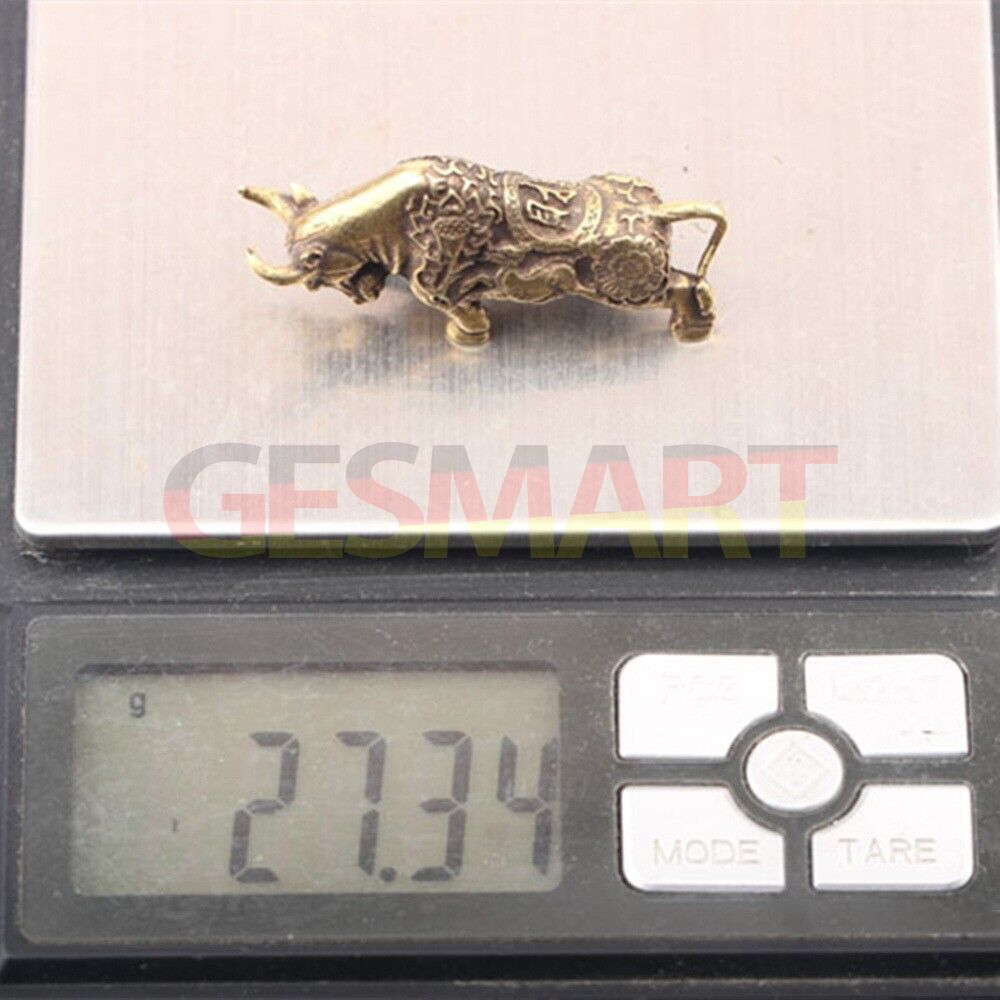 Vintage solid copper Bull trinket, hand-carved bronze figurine with intricate details.