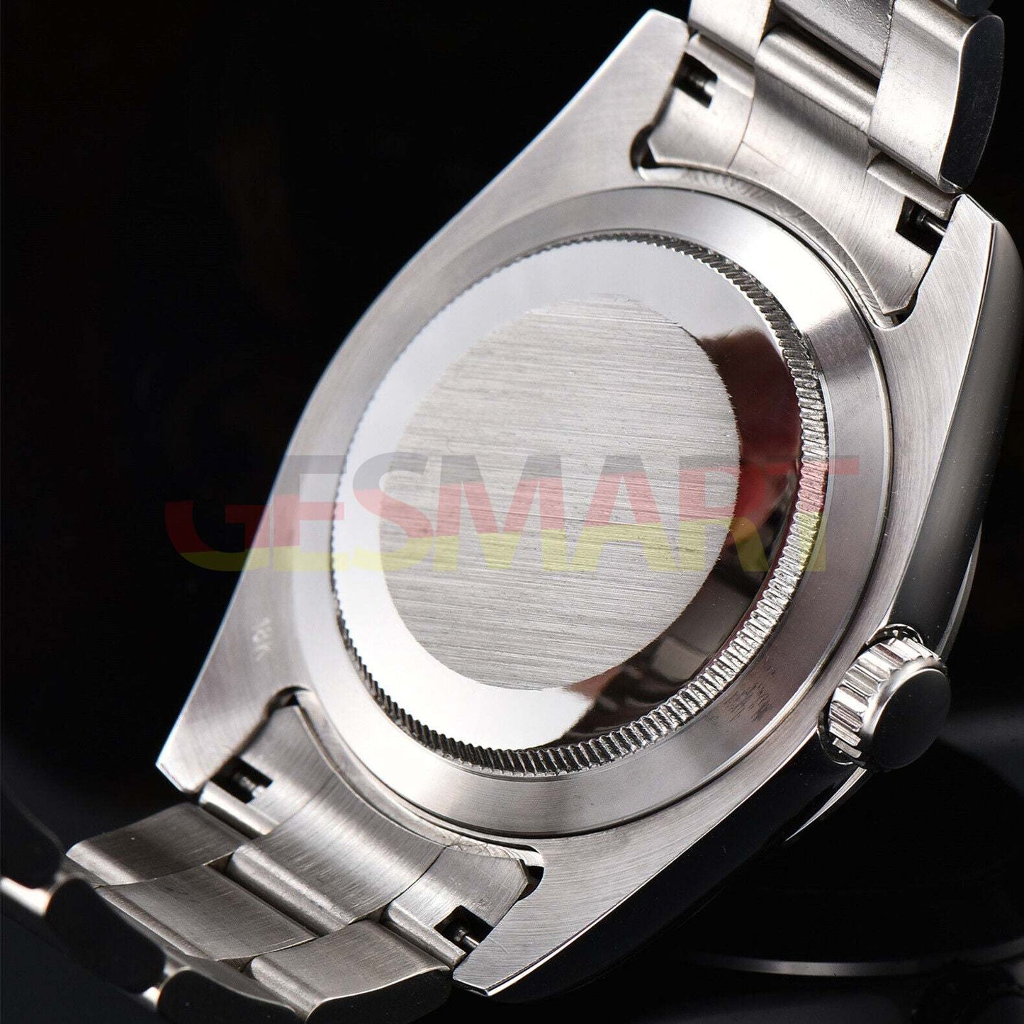 Men?s 40mm stainless steel wristwatch with sapphire glass, waterproof, white dial, and silver markers.