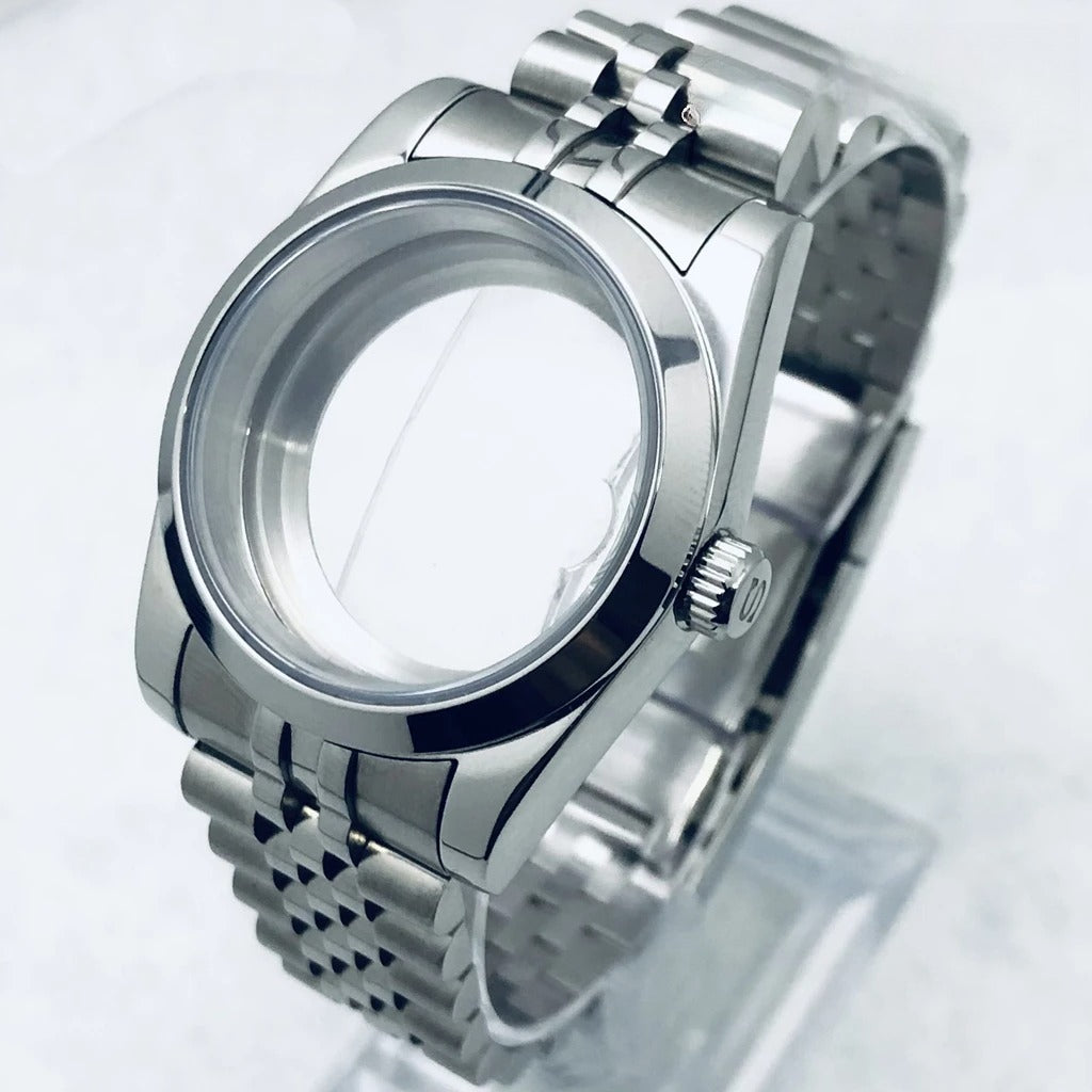 36/40mm Watch Case with Stainless Steel Sapphire Crystal for NH34 NH36 S Crown