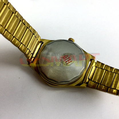 Montre mécanique manuelle fabriquée en usine à Shanghai, cadran marron foncé, double calendrier