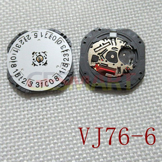 Hattori Epson TMI VJ76B quartz watch movement with date display at 6/12, Japan made precision mechanism