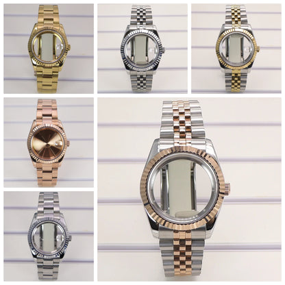 36/39mm Sapphire Case Fluted Curved Bezel For NH35 NH36 NH38 Miyota 8215 8205