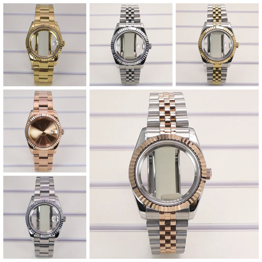 36/39mm Sapphire Case Fluted Curved Bezel For NH35 NH36 NH38 Miyota 8215 8205