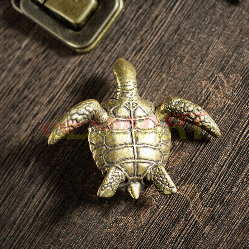 Vintage Solid Copper Turtle figurine by Longevity, handcrafted bronze trinket for watch accessory decor.