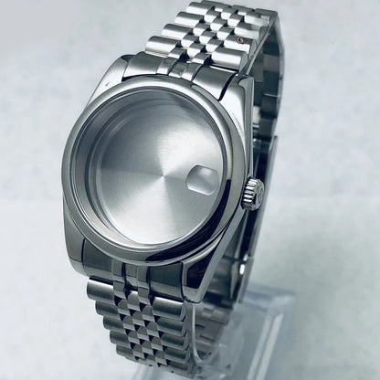 36/40mm Steel Watch Case Sapphire For NH34 NH35 NH36 ETA2824 PT5000 S Crown