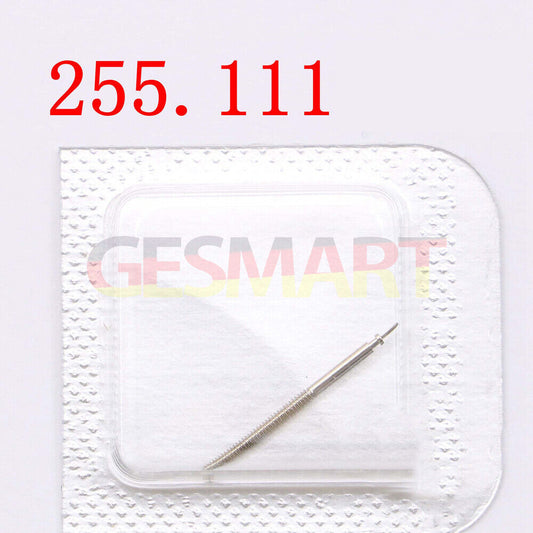 Replacement watch winding stem for ETA 255.111 movement, precision fit for seamless watch repair.