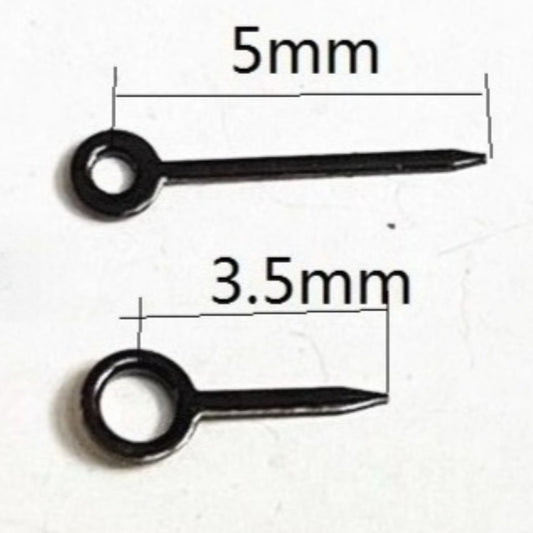 Black painted 5x3.5mm watch hands for Ronda 763, 762, 751, 1062, 1063 movements.