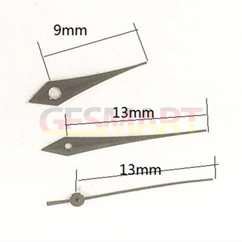 Arrow-shaped dark silver 13mm watch hands by Miyota, designed for 1M12 Japan quartz movements.