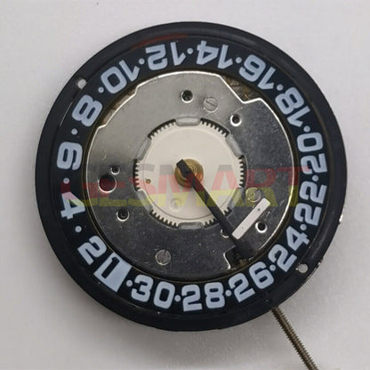 Swiss Made ISA8176A quartz watch movement with black dial, perfect for precise timekeeping and repair.