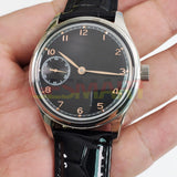 42mm Men Watch Seagull ST3600 Manual Chain Up Mechanical Movement Black Dial