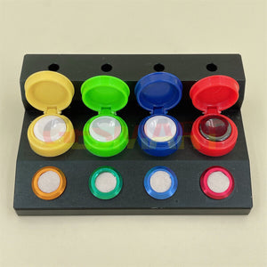 Black Oil Cups Stand 4 Containers with Colorful Plastic Cover Watch Repair Tool