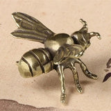 Solid Copper Cute Bee Trinket Vintage Hand Carved Bronze Model Figurines