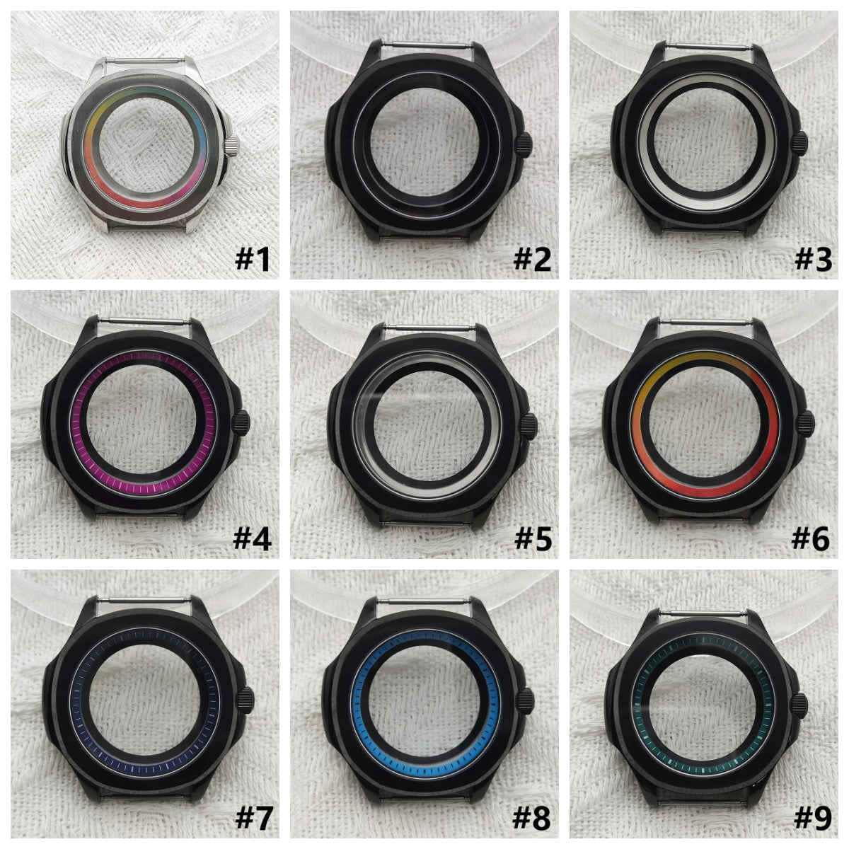39MM 5ATM Stainless Steel Colorful Ring Sapphire Glass Cover for NH35 NH36 NH70