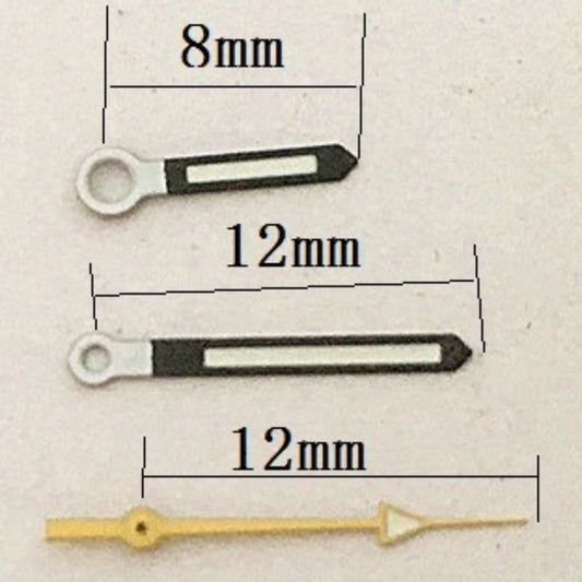 Aiguilles de seconde de montre jaunes avec garniture noire 12 x 12 x 8 mm pour mouvement mécanique automatique Seagull ST6