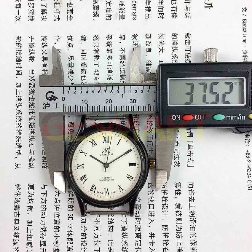 37mm Shanghai Factory manual mechanical watch with Roman numerals and 17 jewels for precise timekeeping