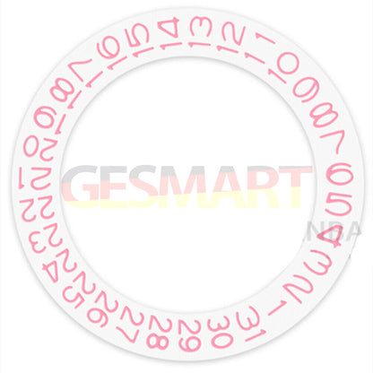 Pink character date wheel for NH35 NH36 watch movement, precise time adjustment accessory on white background.