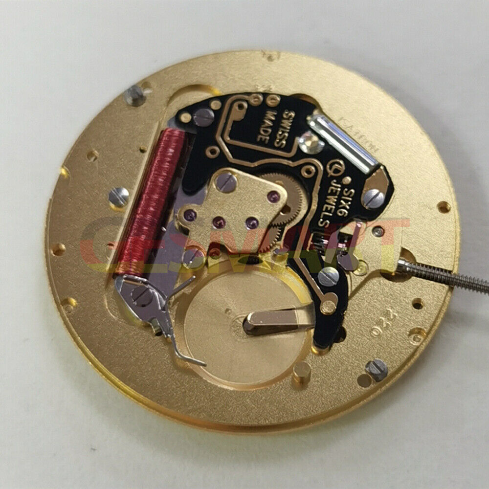 Watchmakers ISA 220 golden quartz movement with 2 hands and calendar for men?s watches.