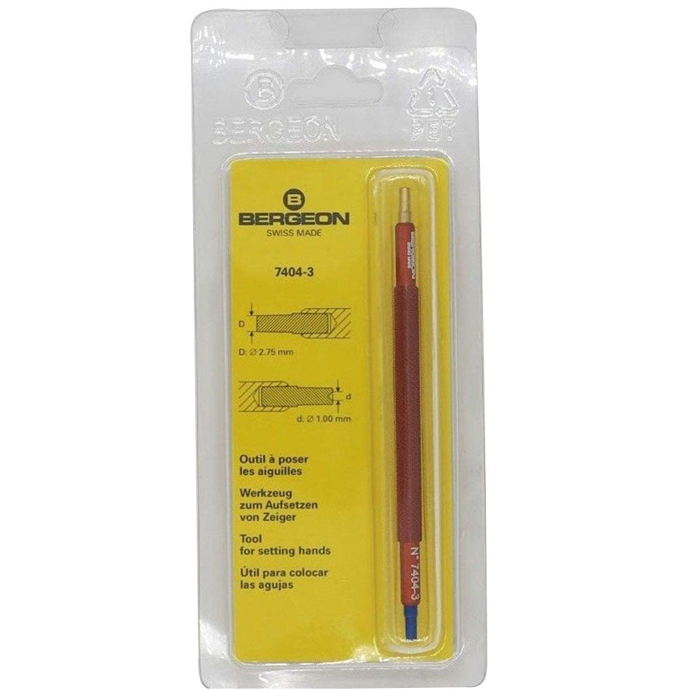 Bergeon 7404-3 watch hand fitting tool for precise hand installation in watch repair.