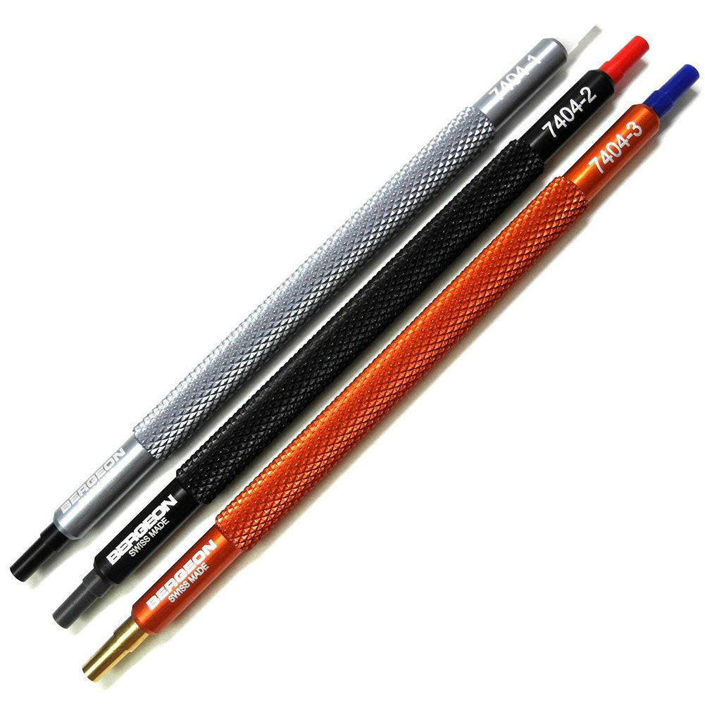 Bergeon 7404 quartz watch hand fitting tool set for precise watch repair and assembly tasks