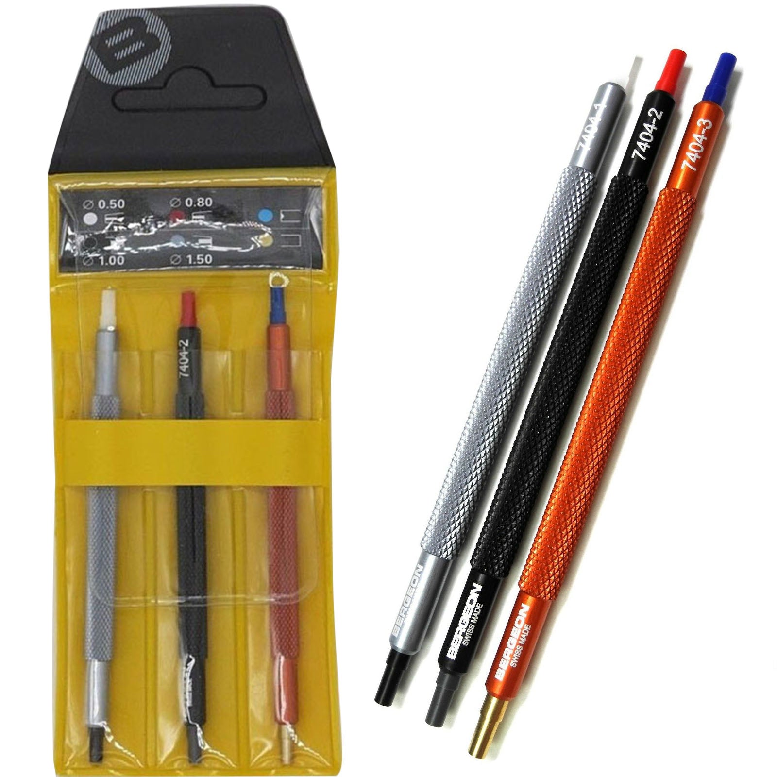 Bergeon 7404 set of 3 watch hand setters for precise watch accessories fitting