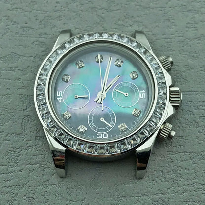 40mm Diamond Bezel Aurora Dial 316l Steel Sapphire Glass Case Suitable For VK63
