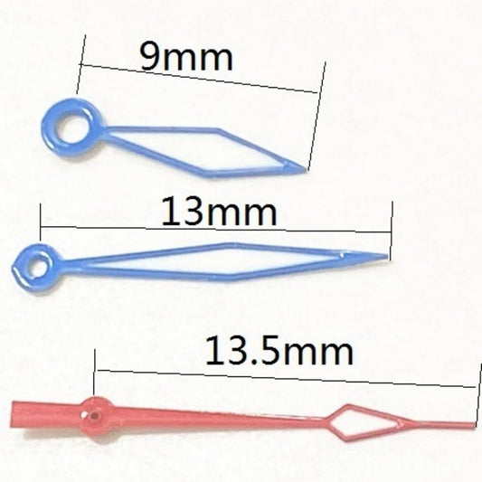 13,5 mm blauer Rand, roter Sekundenzeigersatz für das Quarzwerk Ronda 515