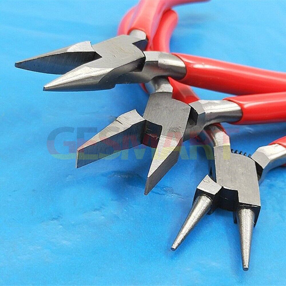Flat/Round Nose Pliers Pointed Pliers with Foam Handle Jewelry Making Tool