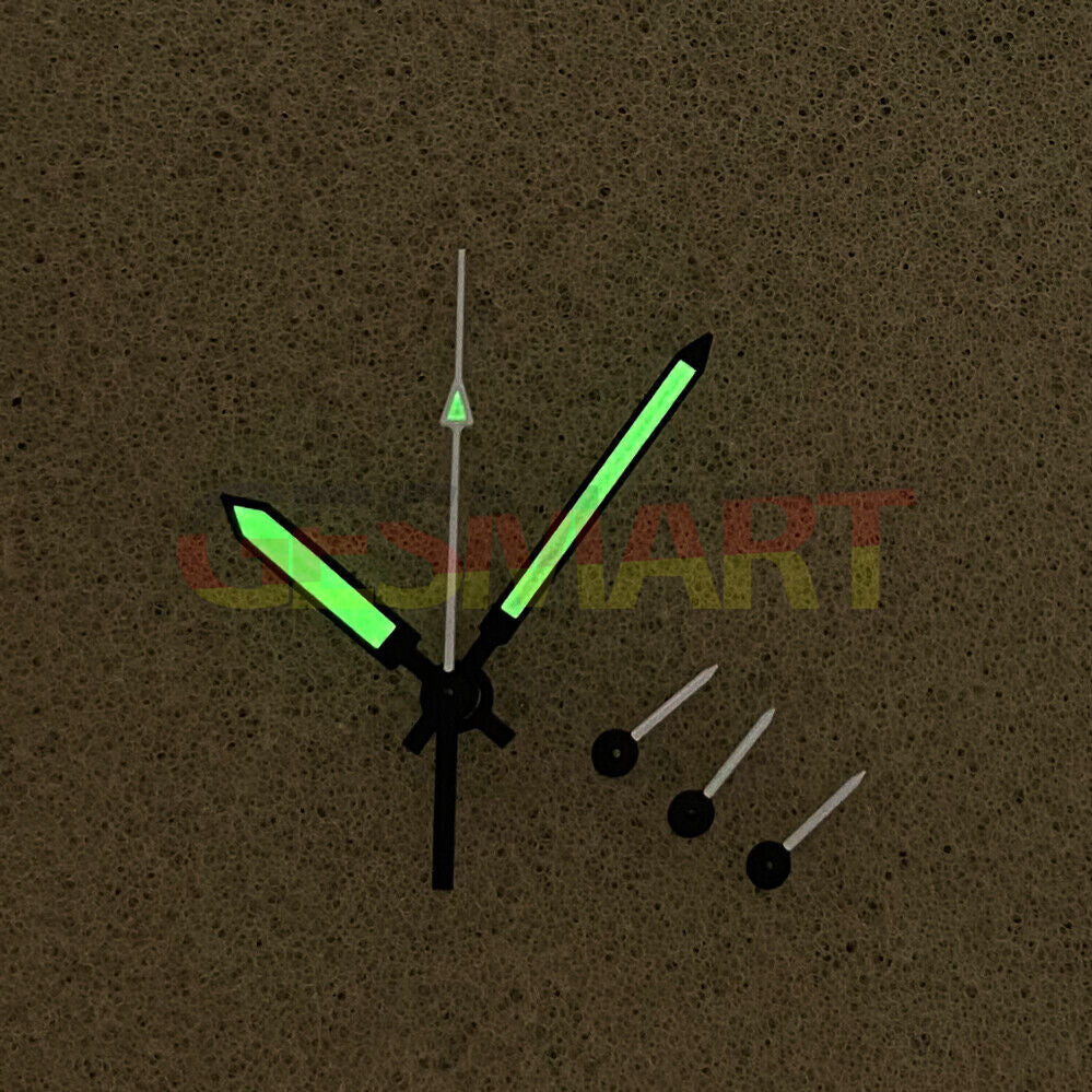 Black&White green luminous 6 watch hands for Hattori Epson VK63 movement, precise and durable accessory.