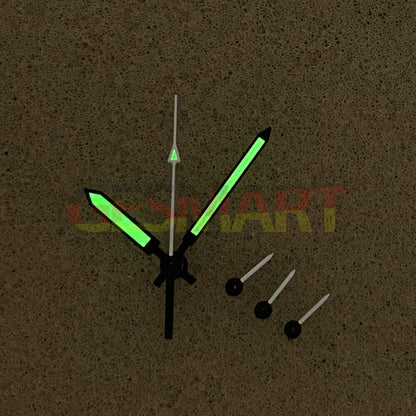 Black&White green luminous 6 watch hands for Hattori Epson VK63 movement, precise and durable accessory.