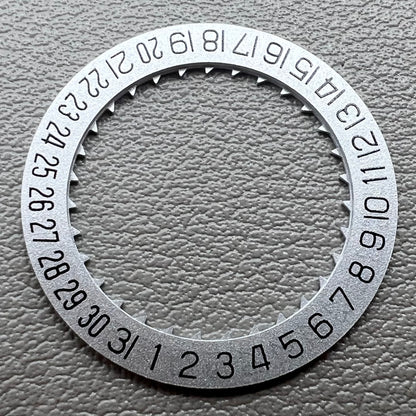 Silver KA Font date wheel set for Miyota 8215 watch movement, enhancing precision and style.