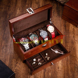 Watch Box Organizer Case Double Layer Men's Watch Jewelry Storage Box Display