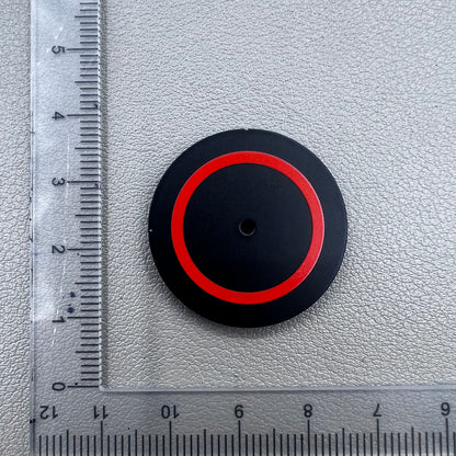 Black and red 28.5mm watch dial compatible with Miyota 8215 and 8200 movements.