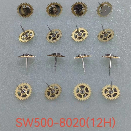 Swiss ETA SW500-8020 Second Wheel at 12 o'clock position for watch repair, precise Swiss movement component.