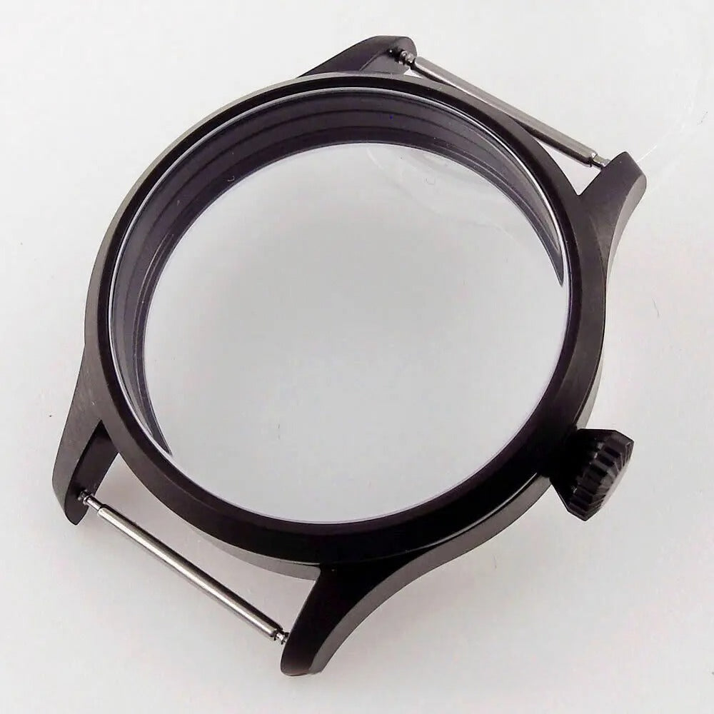 Brushed 42mm Sapphire Glass 316L PVD Watch Case fit Seagull ST3600 6497 6498