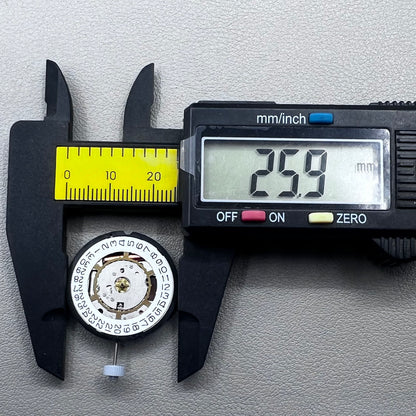 Swiss Ronda 715 quartz watch movement with date display at 3 o'clock, precision timing for accessories.