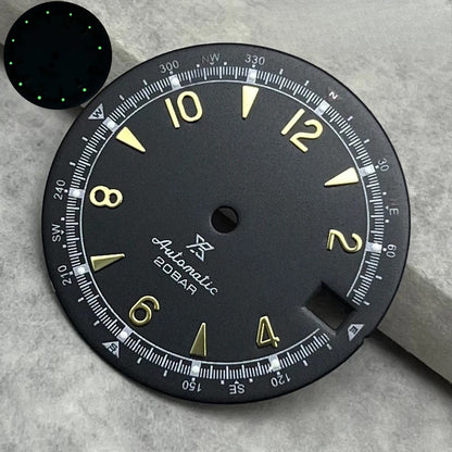 28.5mm Multicolor Watch Dial Date Window Green Luminous Dial Fit NH35/NH36/4R/7S