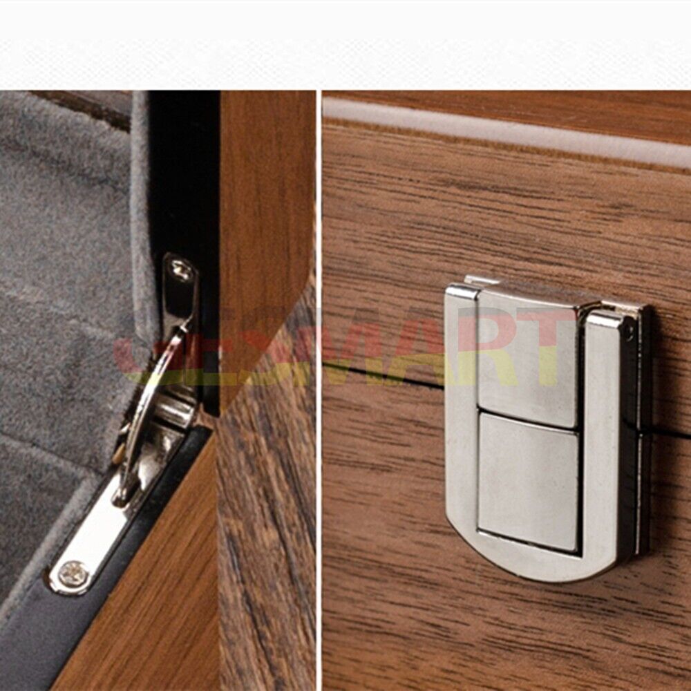 Walnut wood 5-slot watch box, double-layer organizer for stylish storage and display.
