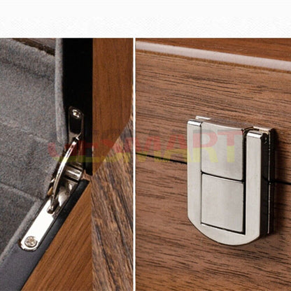 Walnut wood 5-slot watch box, double-layer organizer for stylish storage and display.