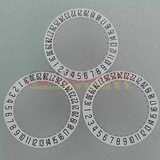 Swiss White Date Disk Wheel showing date at 6 o'clock for ETA 256.111 watch movement by ETA.