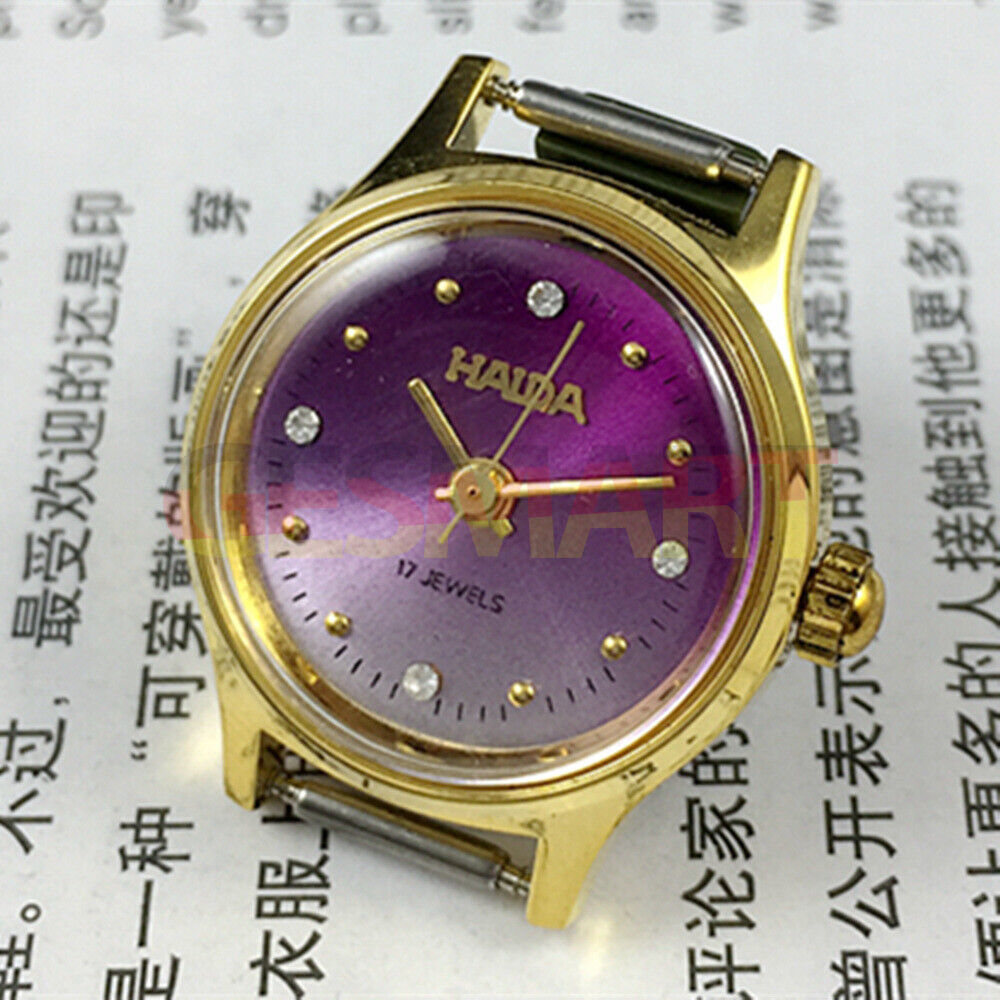 23mm SHANGHAI HAIDA lady watch with manual movement, imitation diamond markers, and elegant design.