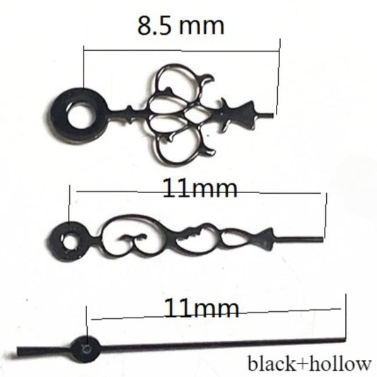 Aiguilles de montre creuses en forme de fleur, garniture noire, 11 x 11 x 8,5 mm, pour mouvement à quartz Miyota 2035
