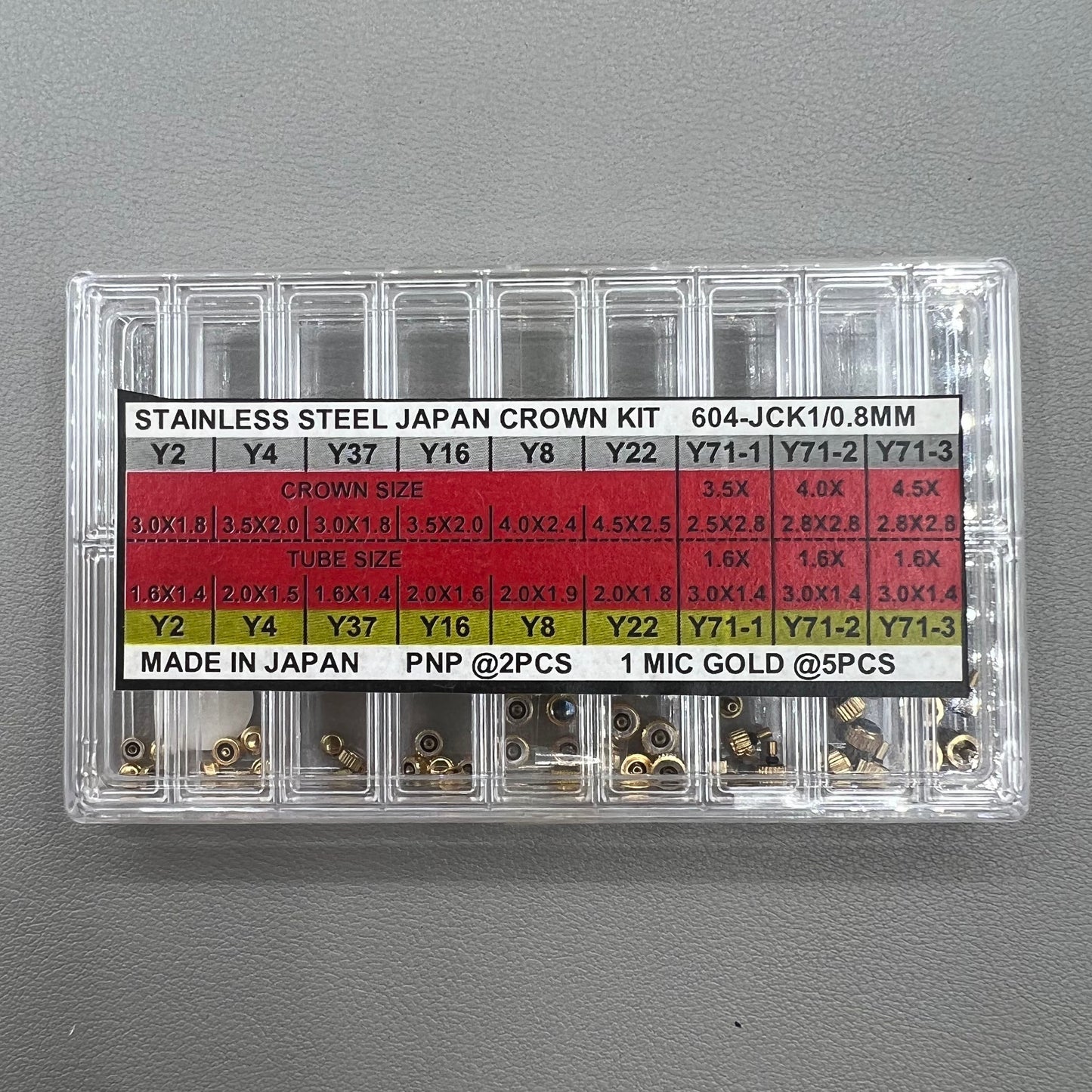 63 teiliges Sortiment Set Uhrenkrone Edelstahl Gold Silber DIA 0 8 mm