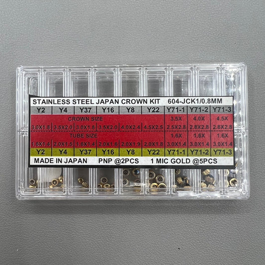 63 teiliges Sortiment Set Uhrenkrone Edelstahl Gold Silber DIA 0 8 mm