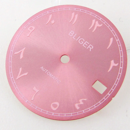 Bliger 29mm multicolor watch dial with green lume, compatible with NH35A NH36A automatic movements.