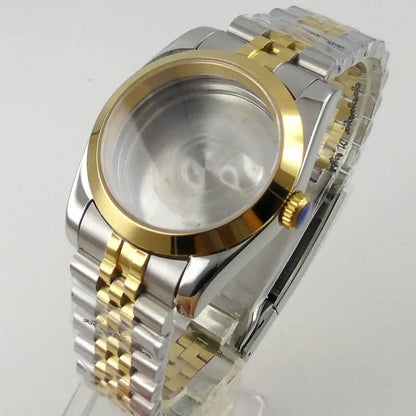 Polish 36/39MM Sapphire Glass Two Tone Watch Case Fit NH35 NH36 NH38 2824