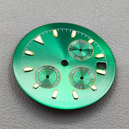 No Logo Green Luminous Matted Green Watch Dial for VK63 Quartz Movement