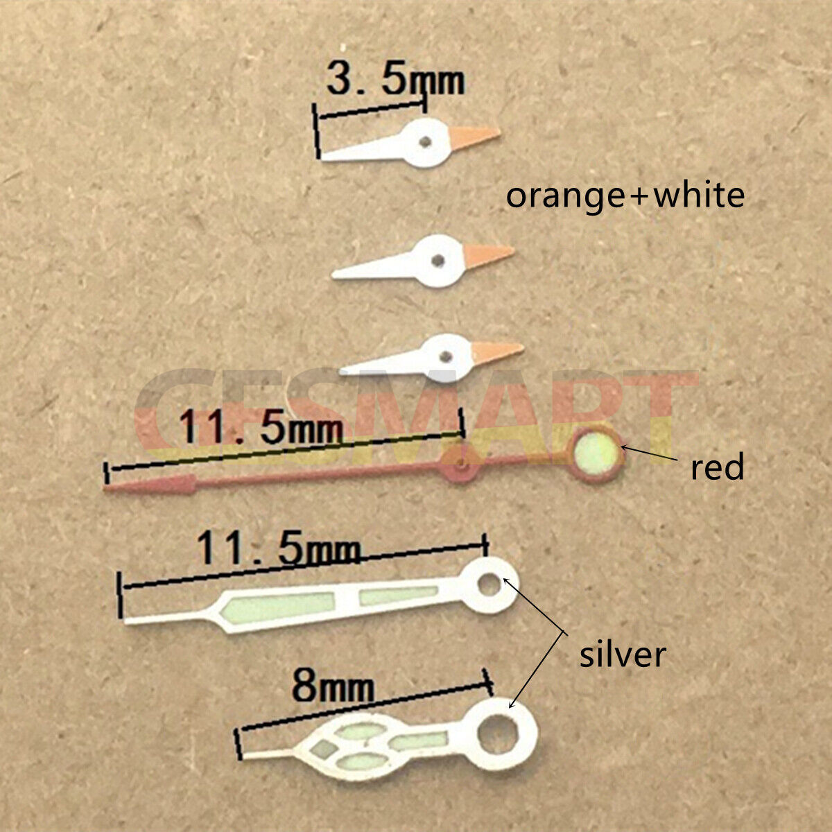 Red second hand with 11.5mm length and green luminous tip for Miyota OS10 OS20 OS60 OS80 watches, Accurist brand.