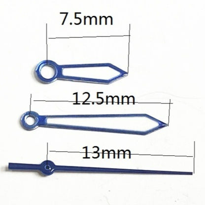 Blue trim watch hands, 13mm, for China Made 7120 movement, precision parts for watch repair